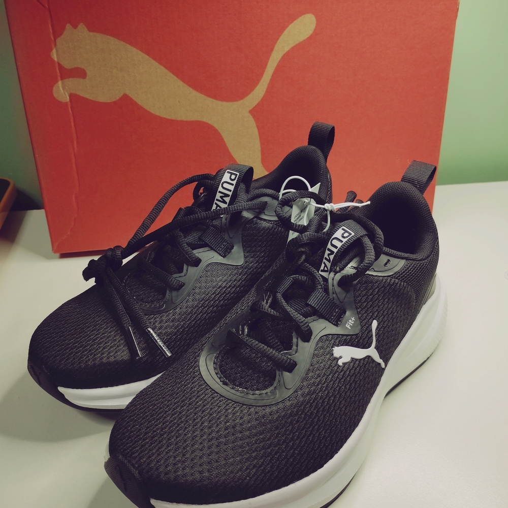 Puma Black Mesh Sneakers with White Accents